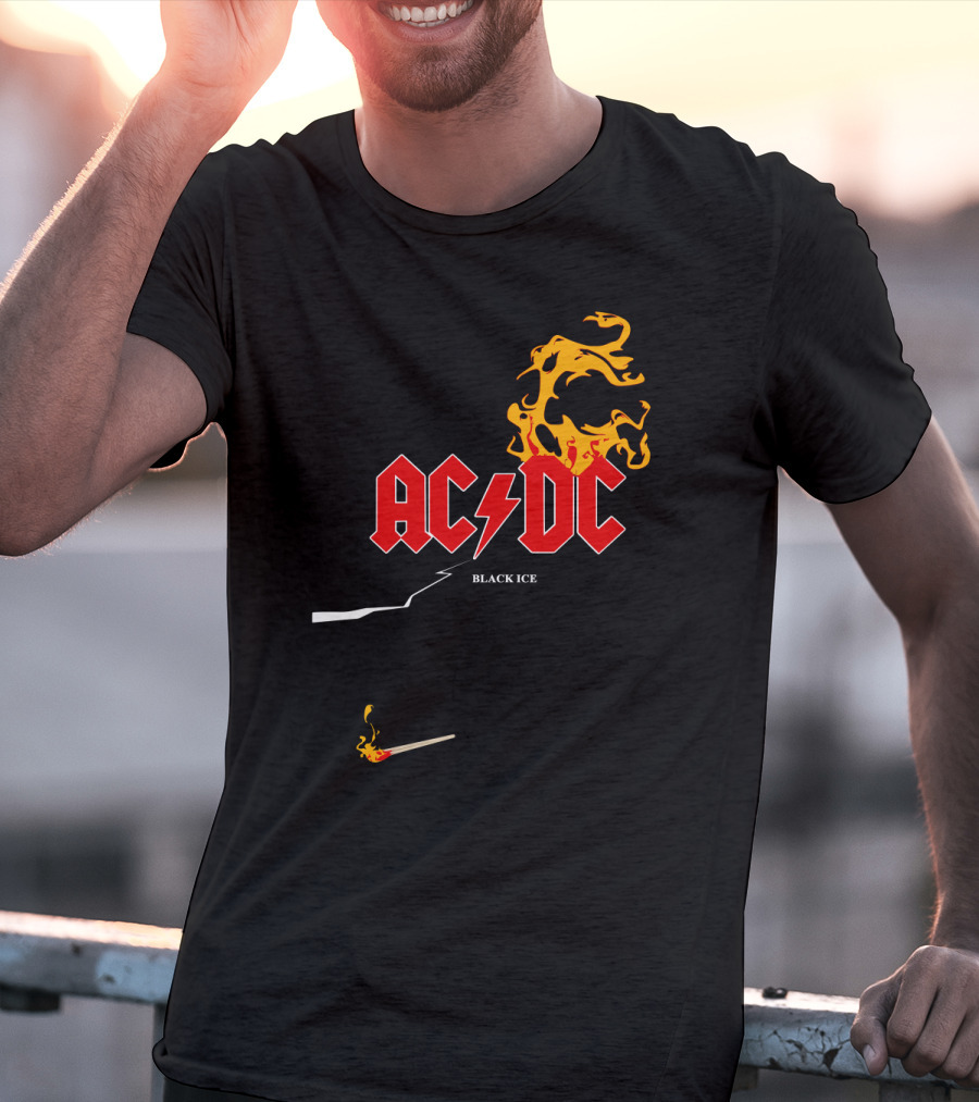 Acdc Black Ice Flame With Matchstick T-Shirt