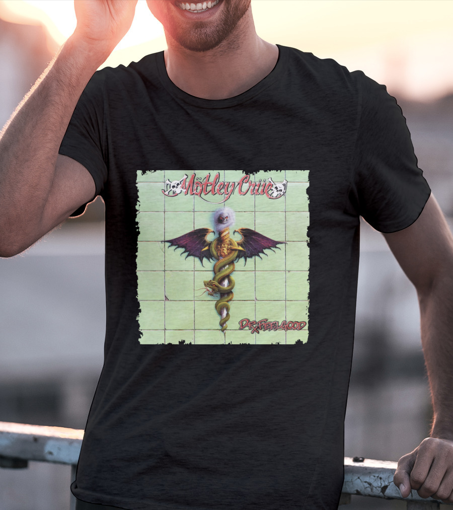 Mötley Crüe Dr. Feelgood Winged Caduceus Snake T-Shirt