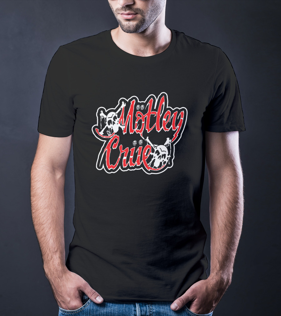Mötley Crüe Skull Logo With Red And Black T-Shirt