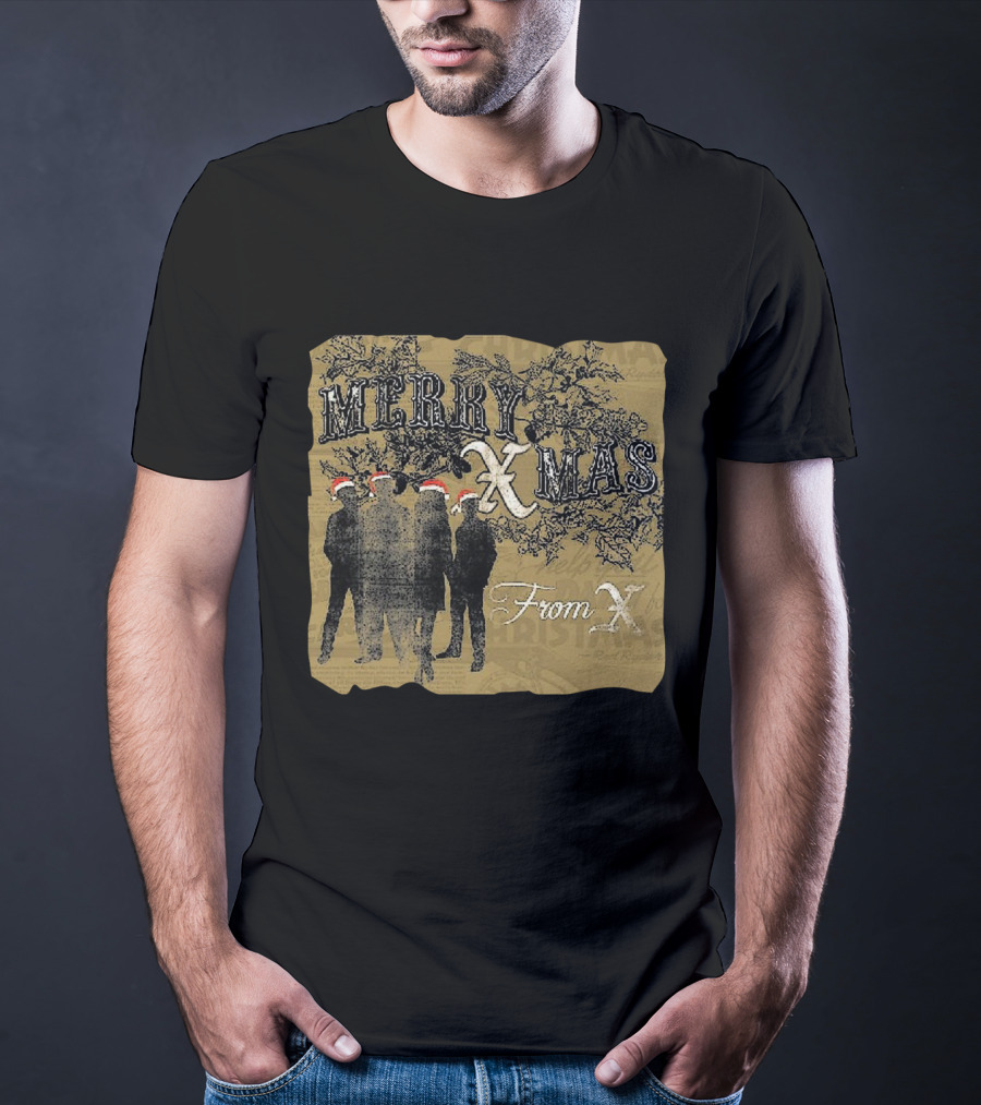 Merry Xmas From X Santa Hat Silhouettes T-Shirt