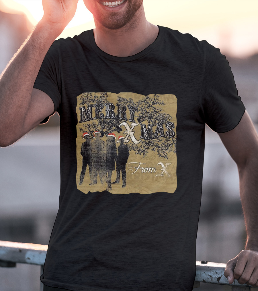 Merry Xmas From X Santa Hat Silhouettes T-Shirt