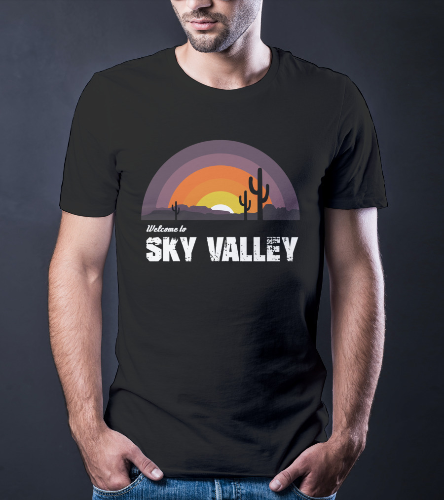 Welcome To Sky Valley Desert Sunset Scene T-Shirt