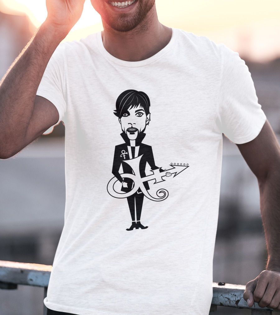 Pr 17 Prince Symbol With Guitar Caricature T-Shirt