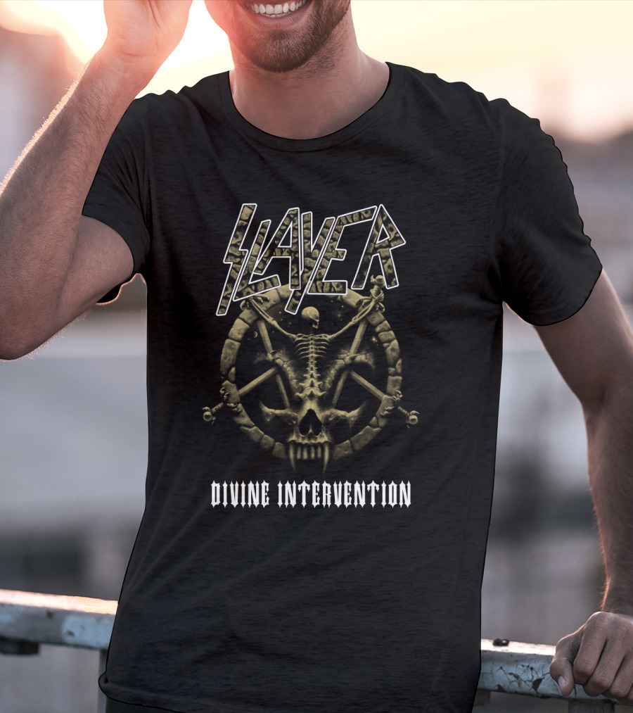 Slayer Divine Intervention Skeleton Pentagram T-Shirt