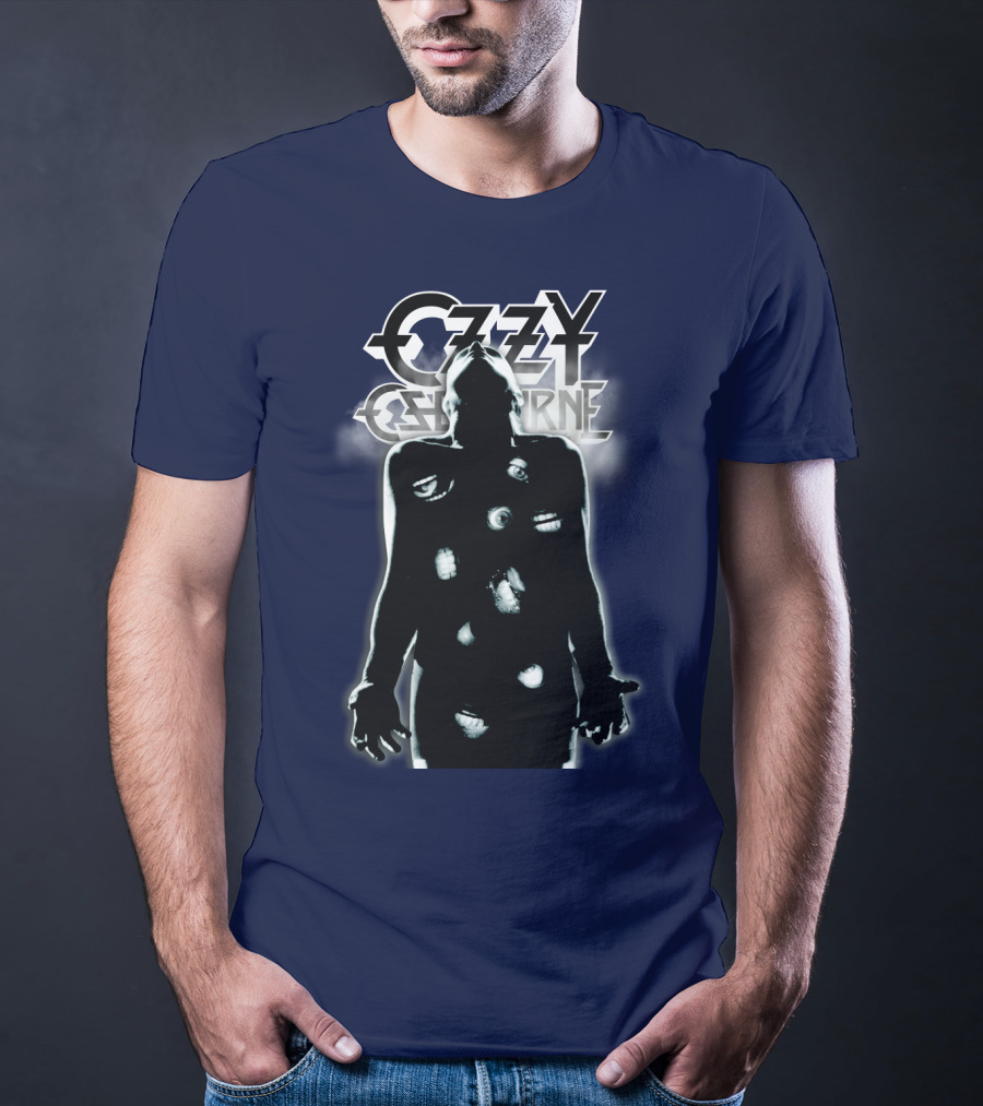 Ozzy Osbourne Black Silhouette With Logos And Light Effects T-Shirt