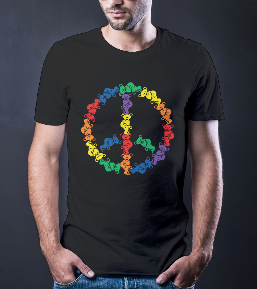 Grateful Dead Rainbow Dancing Bears Peace Sign T-Shirt