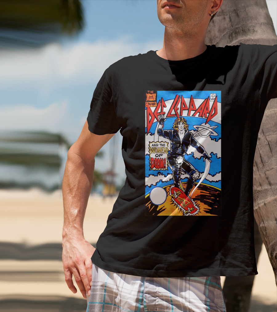 Def Leppard And The Women Of Doom Comic Style Artwork T-Shirt