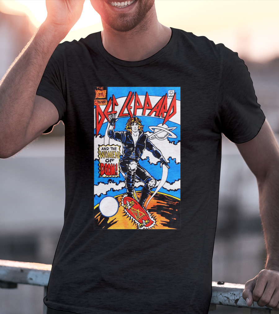 Def Leppard And The Women Of Doom Comic Style Artwork T-Shirt
