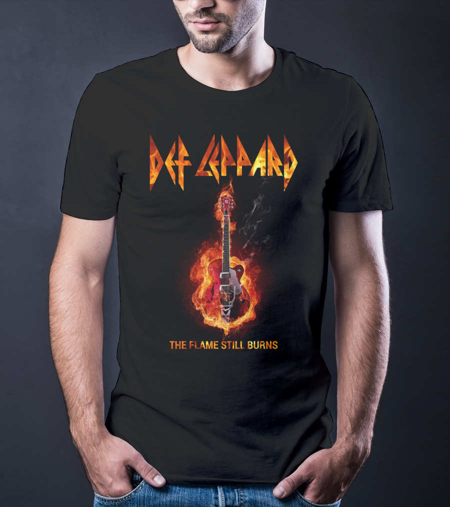 Def Leppard The Flame Still Burns Guitar Fire T-Shirt