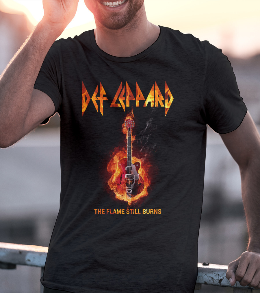 Def Leppard The Flame Still Burns Guitar Fire T-Shirt