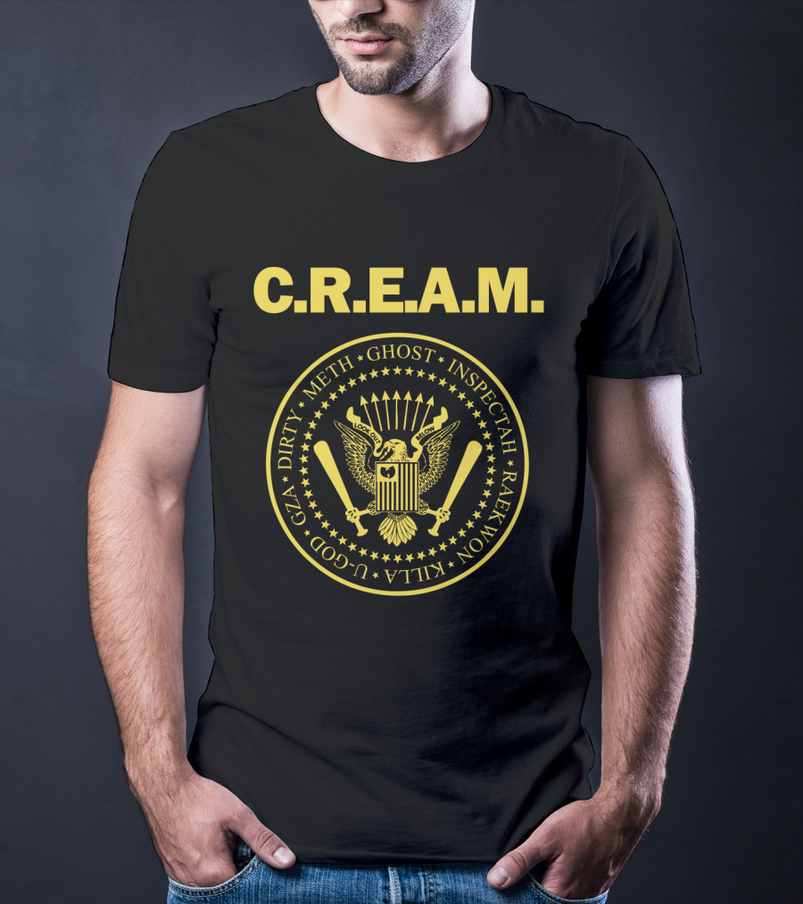 C.r.e.a.m. Wu-Tang Clan Emblem Featuring Ghost Inspectah Raekwon Killa U-God Gza Dirty Meth T-Shirt