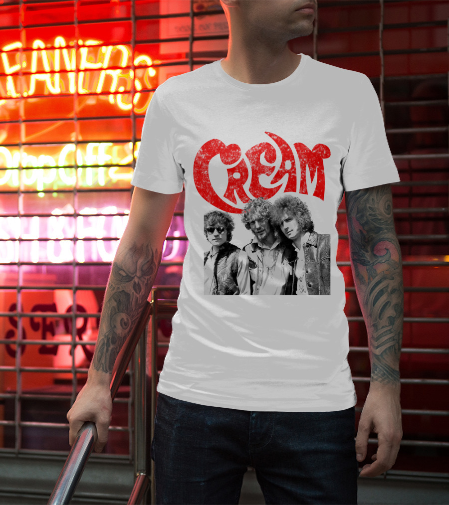 Cream Retro Band Photo Red T-Shirt
