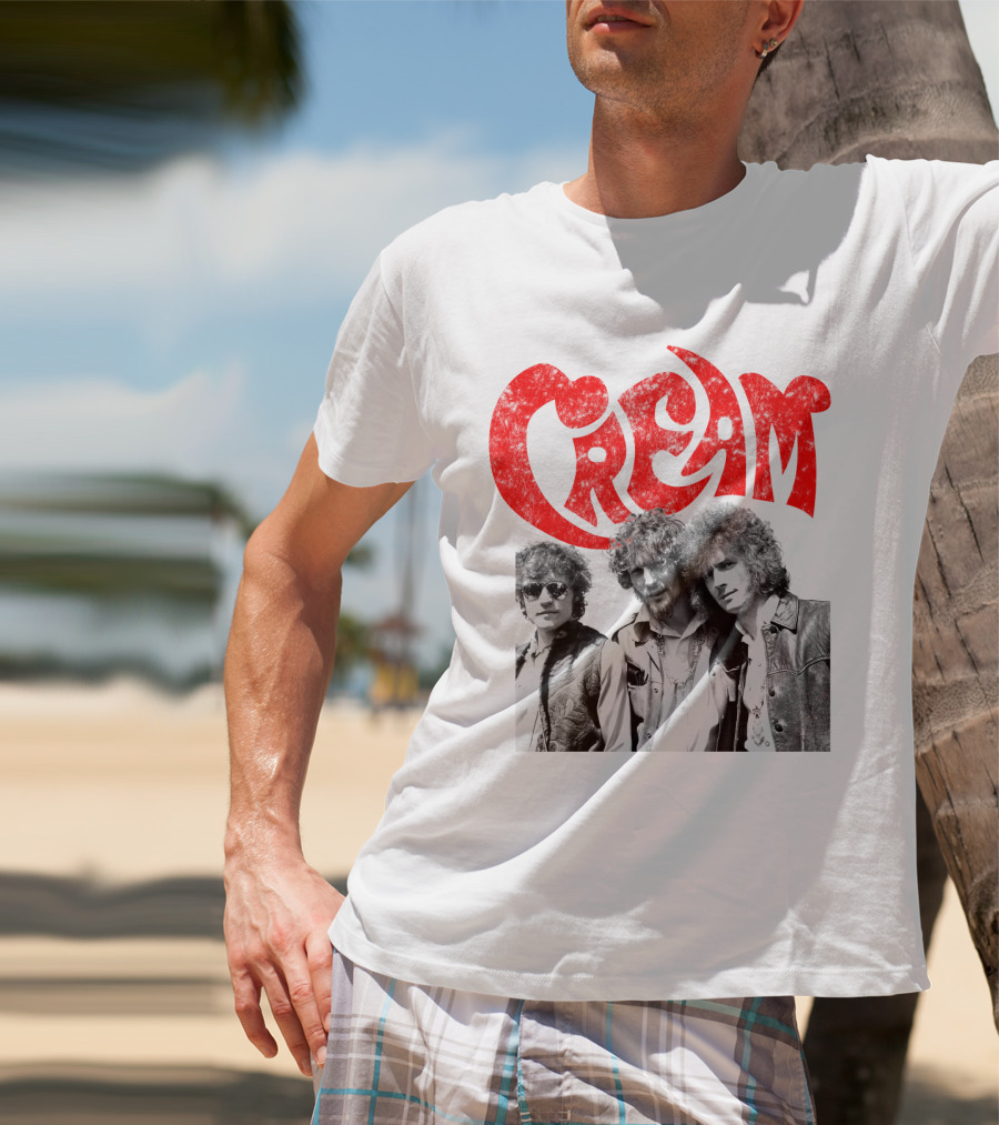 Cream Retro Band Photo Red T-Shirt