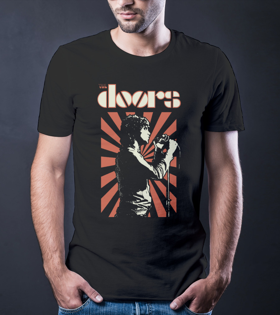 The Doors Vintage Concert Style Design With Singer And Microphone T-Shirt