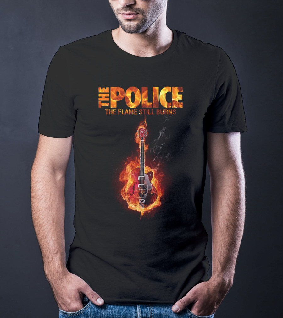The Police The Flame Still Burns Guitar Fire T-Shirt