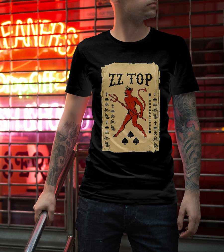 Zz Top Tonnage Tour Devil Playing Cards T-Shirt