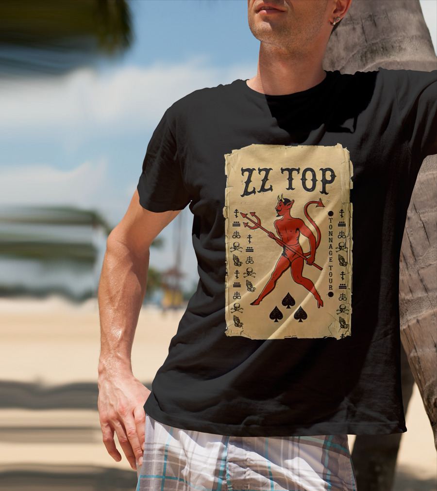 Zz Top Tonnage Tour Devil Playing Cards T-Shirt