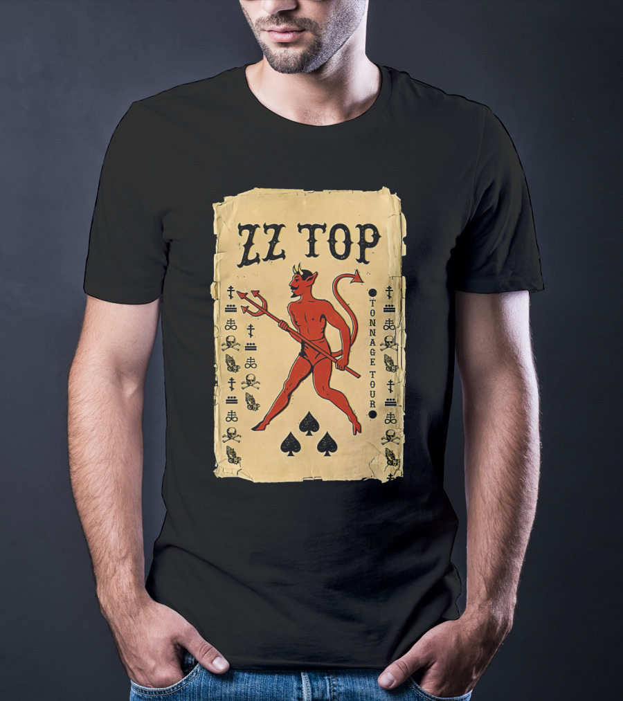 Zz Top Tonnage Tour Devil Playing Cards T-Shirt