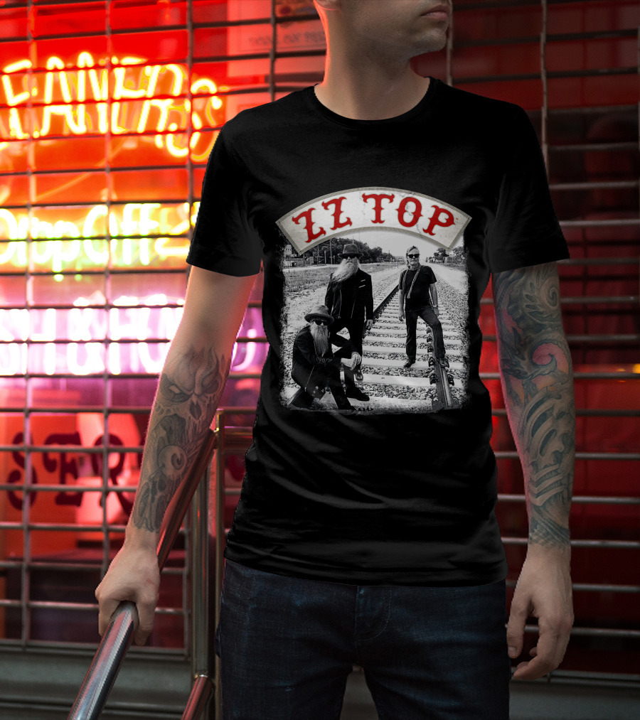 Zz Top Band On Railroad Tracks T-Shirt