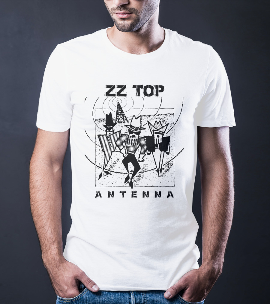 Zz Top Antenna 1994 Album Cover Art Featuring Band Members In Geometric Cowboy Outfits T-Shirt
