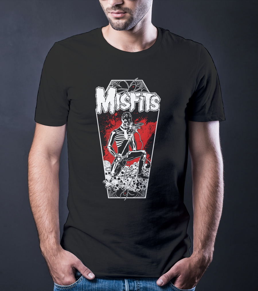 Misfits Coffin Skeleton Skulls Red Black T-Shirt