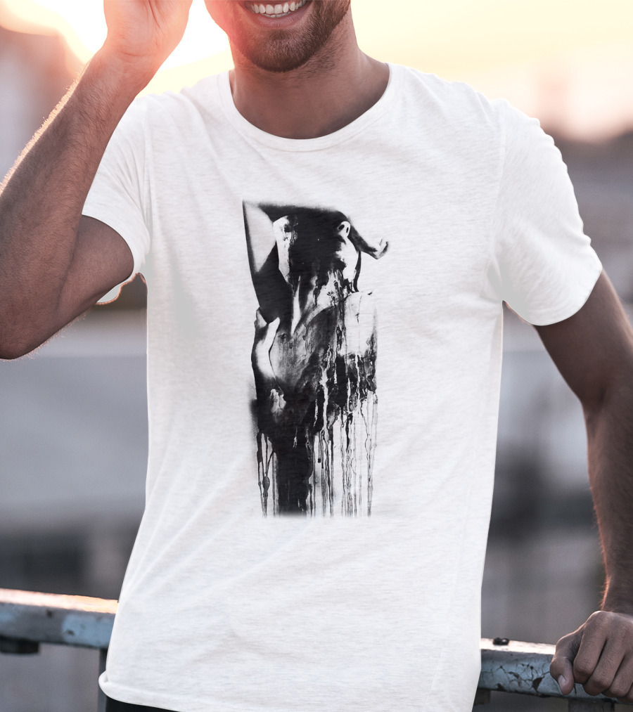 Inked Abstract Monochrome Figure T-Shirt