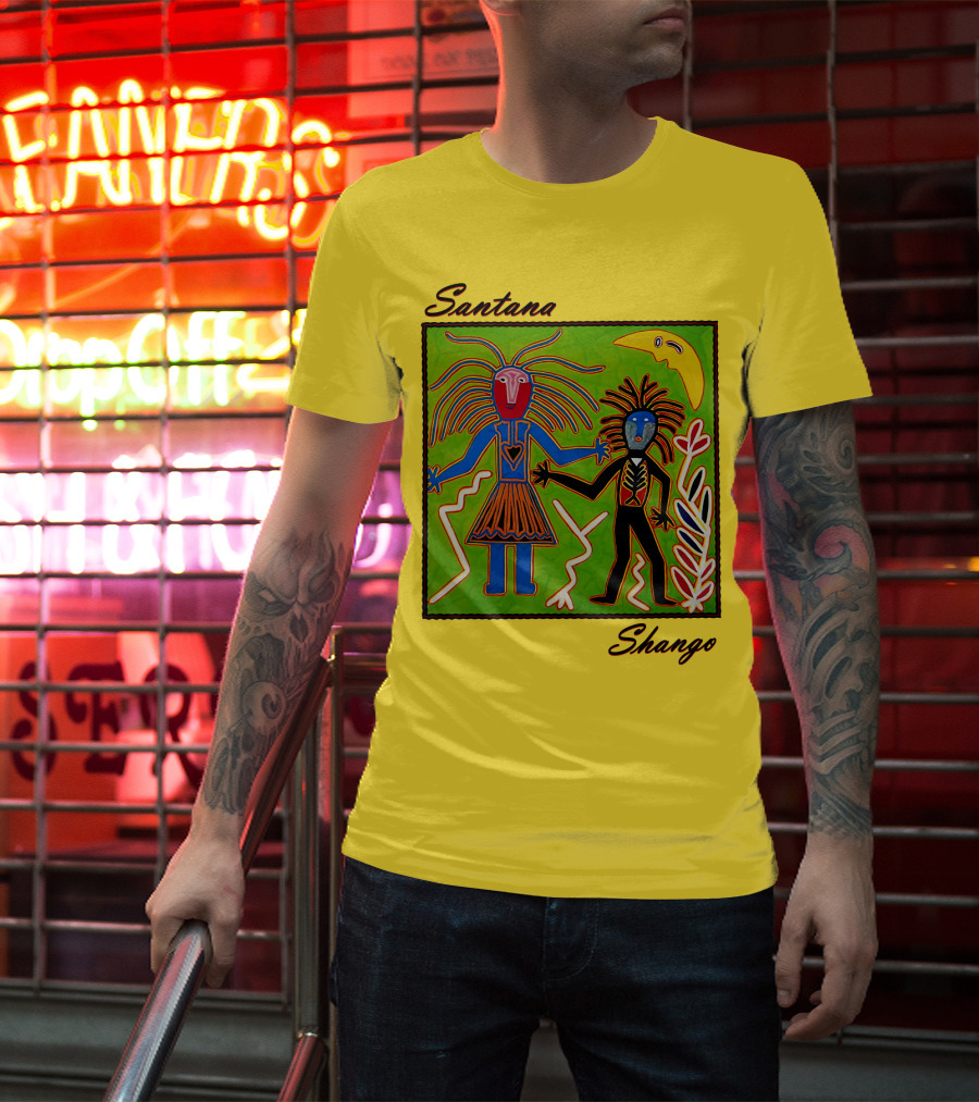 Santana Shango Colorful Tribal Art With Moon And Figures T-Shirt