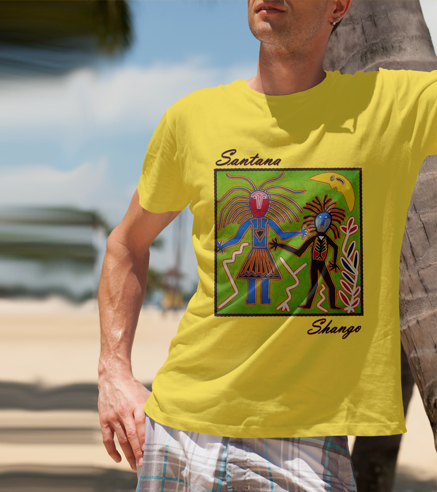 Santana Shango Colorful Tribal Art With Moon And Figures T-Shirt