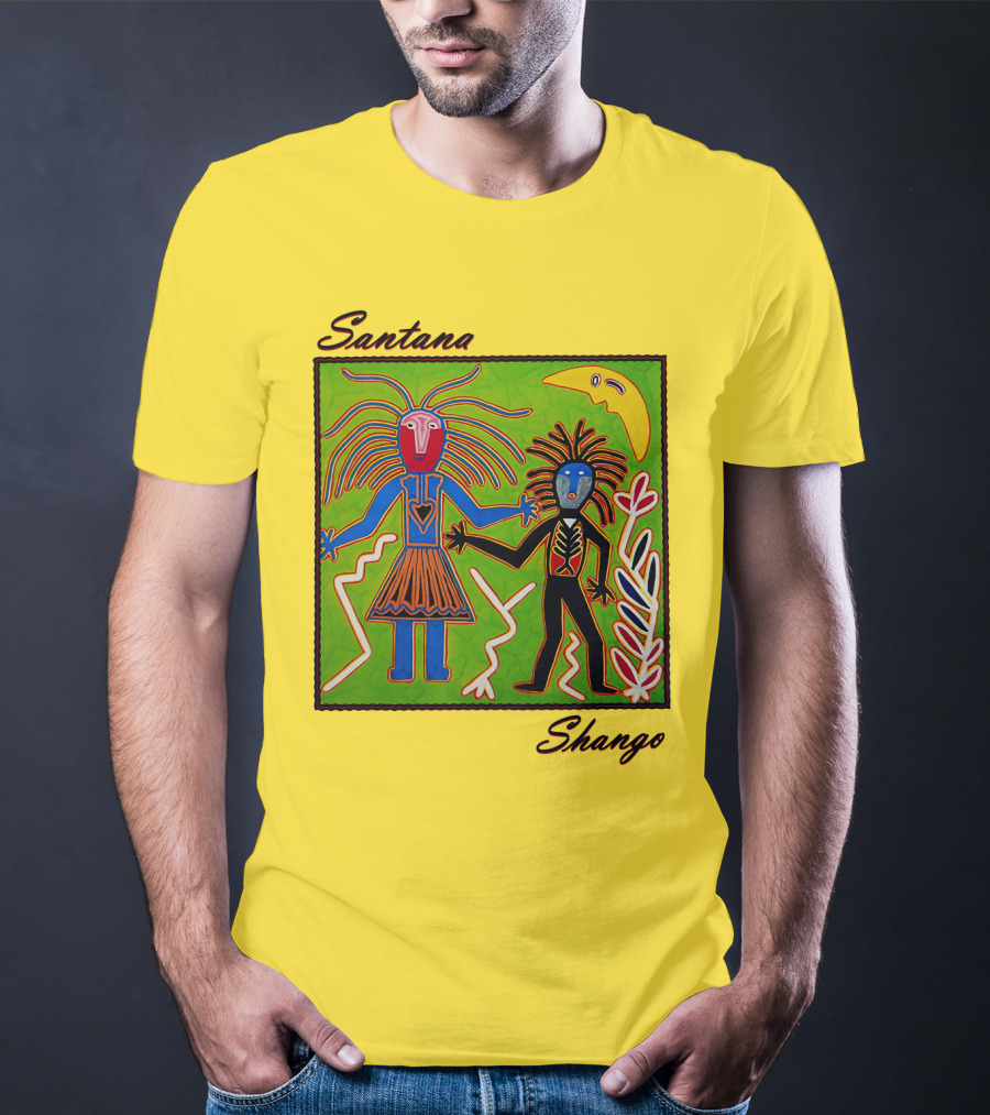 Santana Shango Colorful Tribal Art With Moon And Figures T-Shirt