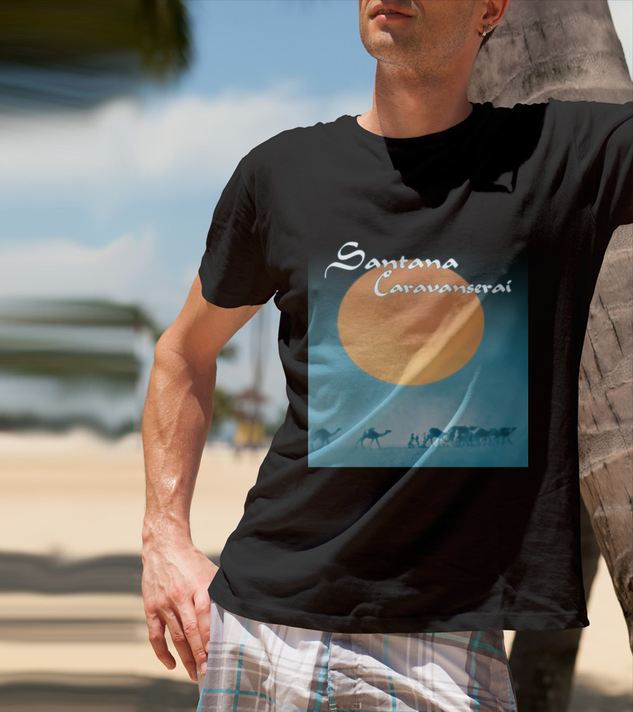 Santana Caravanserai Desert Caravan Under Orange Moon T-Shirt