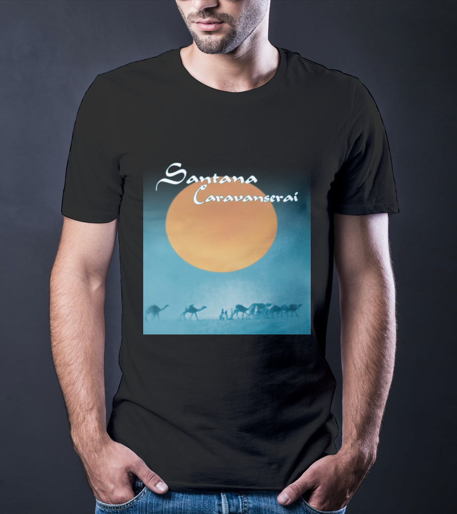 Santana Caravanserai Desert Caravan Under Orange Moon T-Shirt