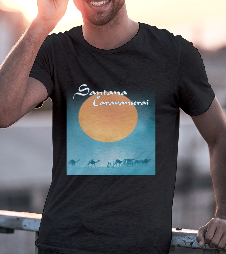 Santana Caravanserai Desert Caravan Under Orange Moon T-Shirt