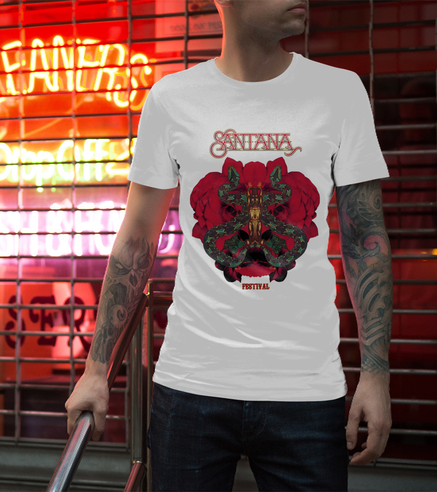 Santana Festival Snake And Rose T-Shirt
