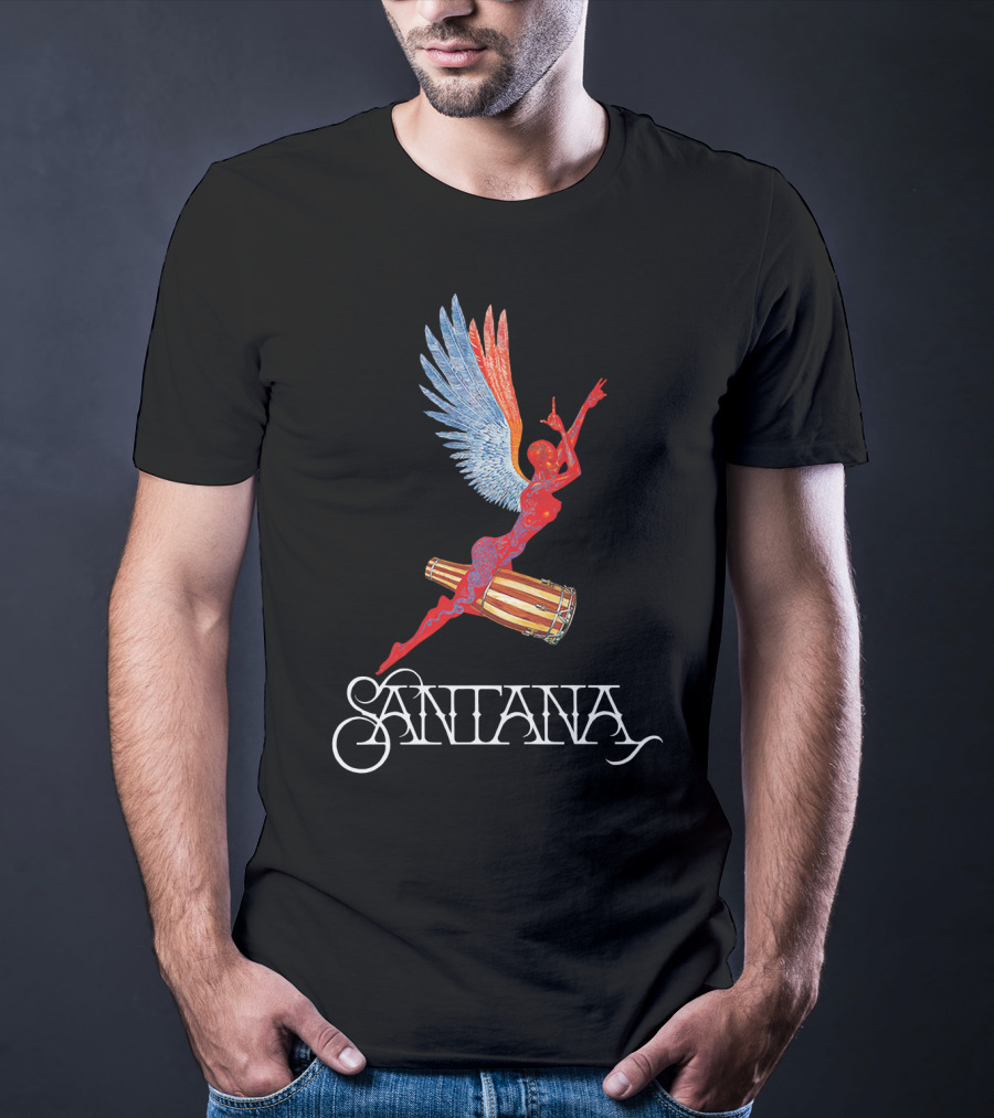 Santana Angel With Winged Figure On Drum T-Shirt