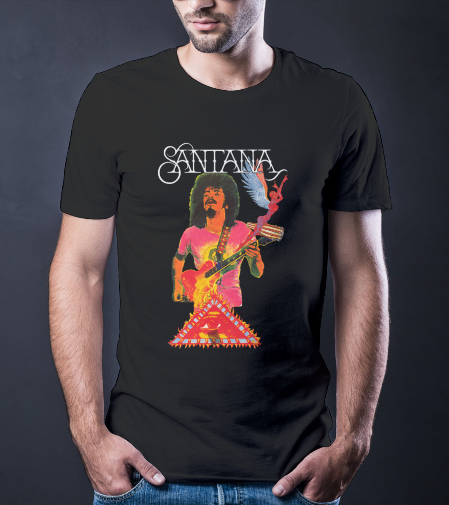 Santana Guitar Art With Angel And Pyramid T-Shirt