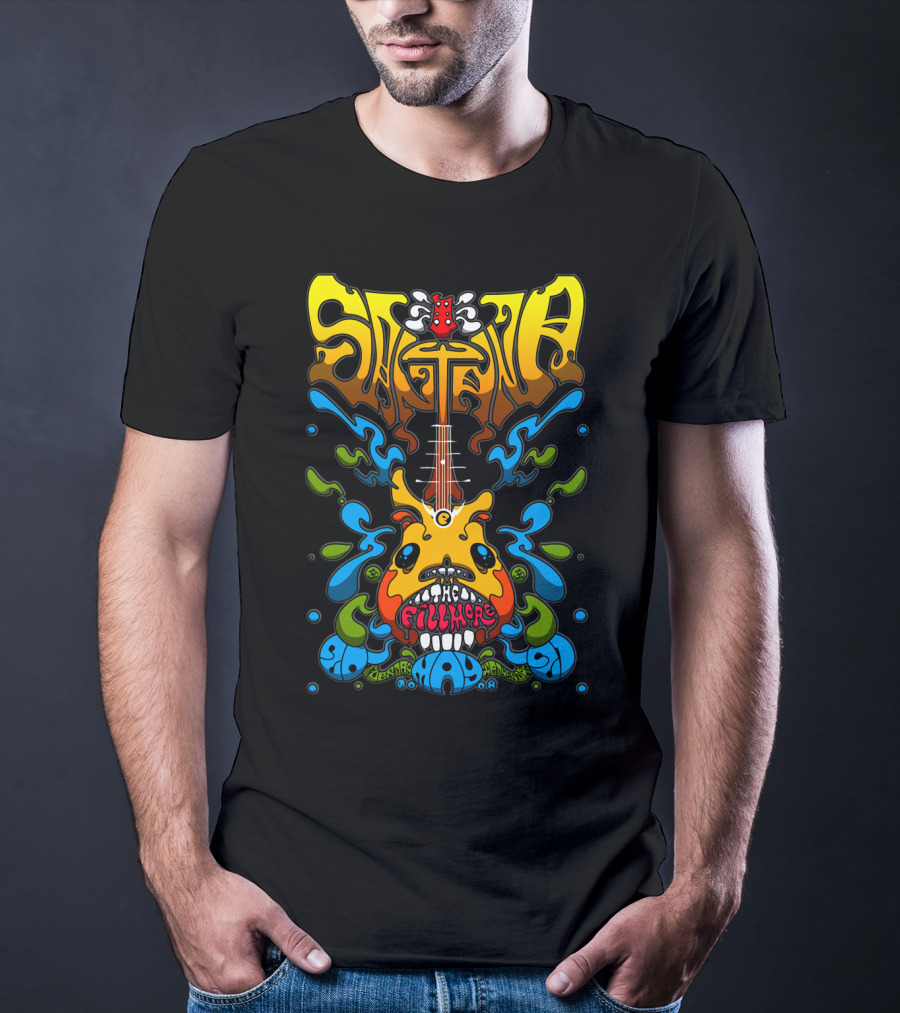 Santana The Fillmore 1968 Psychedelic Guitar Art T-Shirt