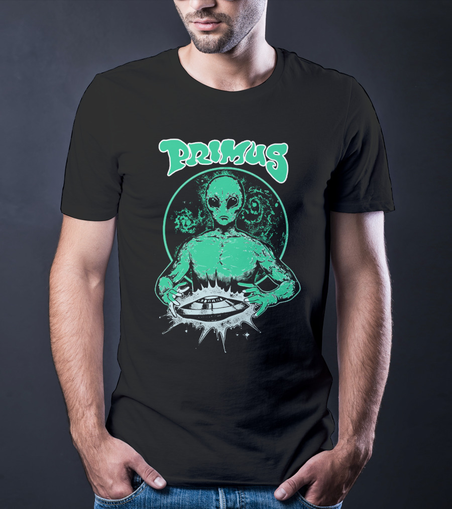 Primus Alien Holding Ufo With Cosmic T-Shirt