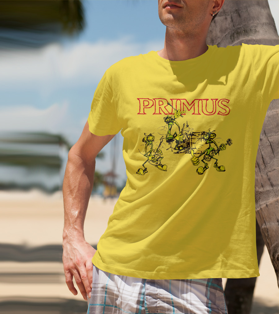 Primus Iconic Cartoon Figures With Red Title T-Shirt