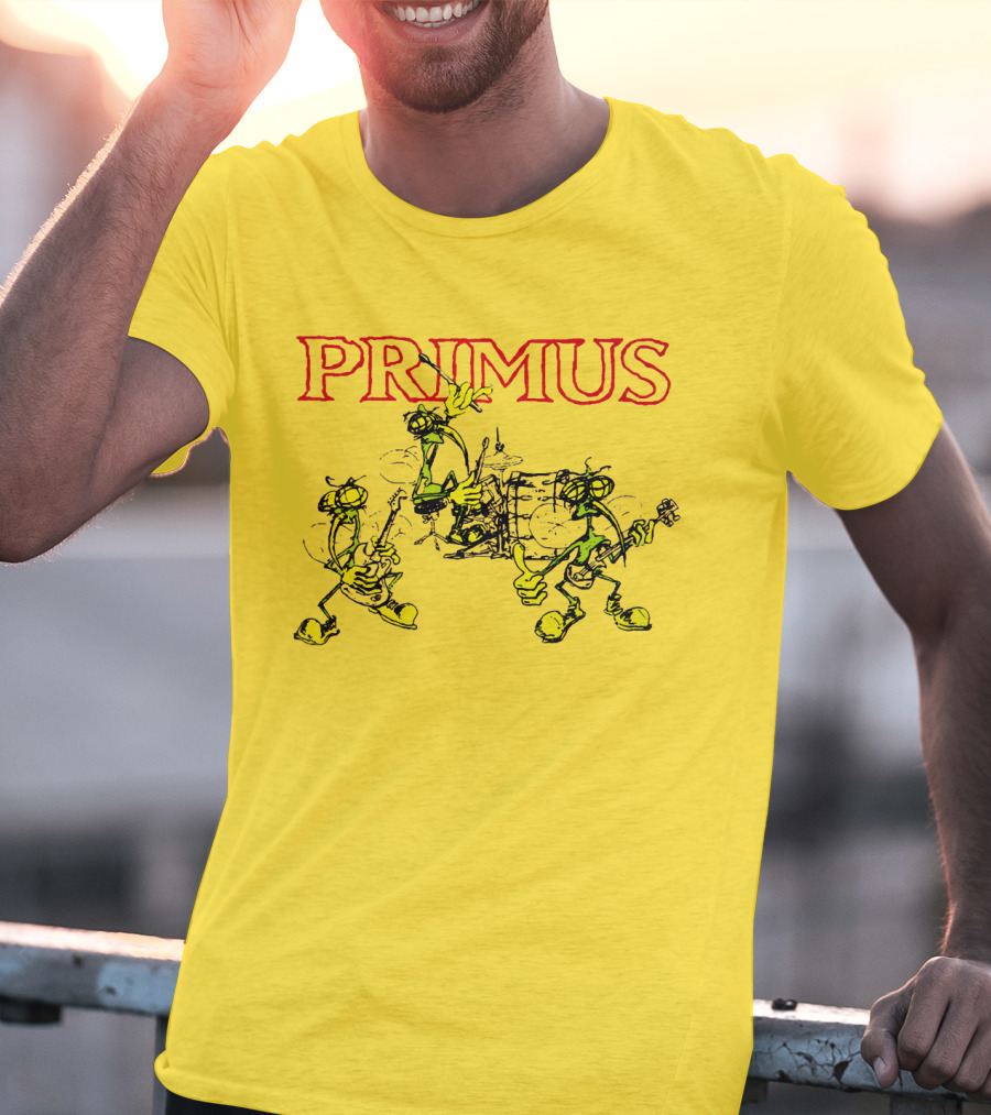 Primus Iconic Cartoon Figures With Red Title T-Shirt