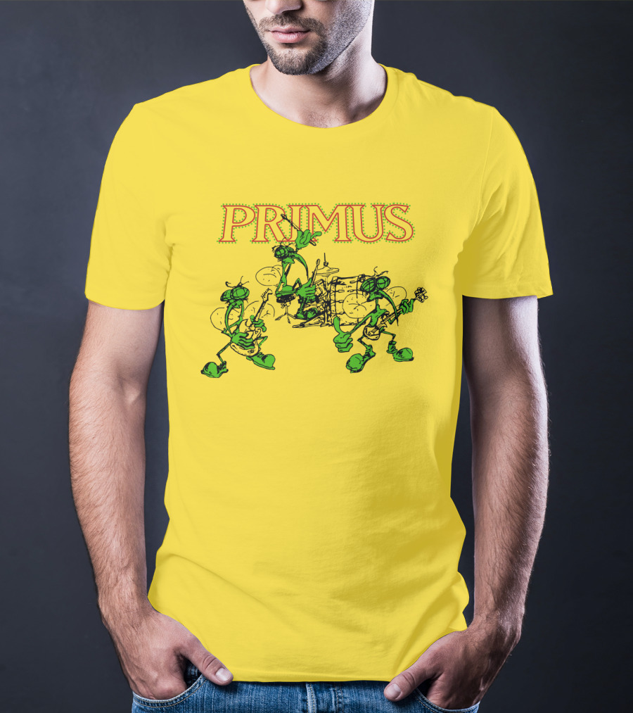 Primus Band Alien Character Drumming And Guitar Playing Scene T-Shirt