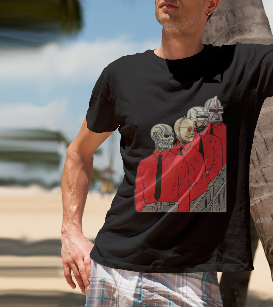 Robots In Red Shirts Black Ties T-Shirt