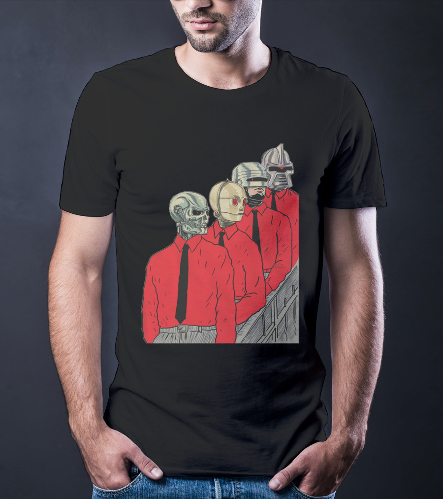 Robots In Red Shirts Black Ties T-Shirt
