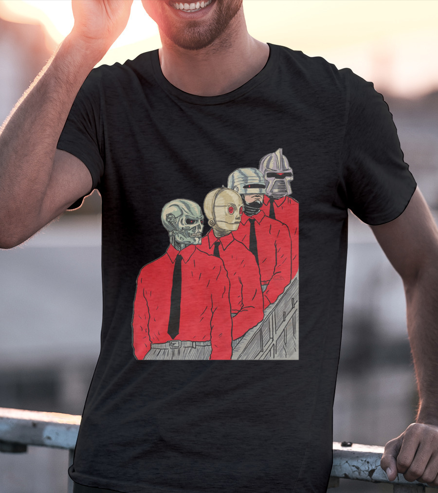 Robots In Red Shirts Black Ties T-Shirt