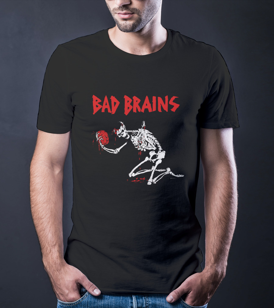 Bad Brains Skeleton Holding Brain T-Shirt