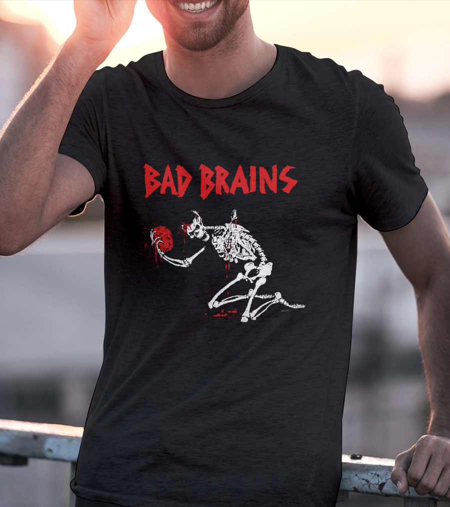 Bad Brains Skeleton Holding Brain T-Shirt