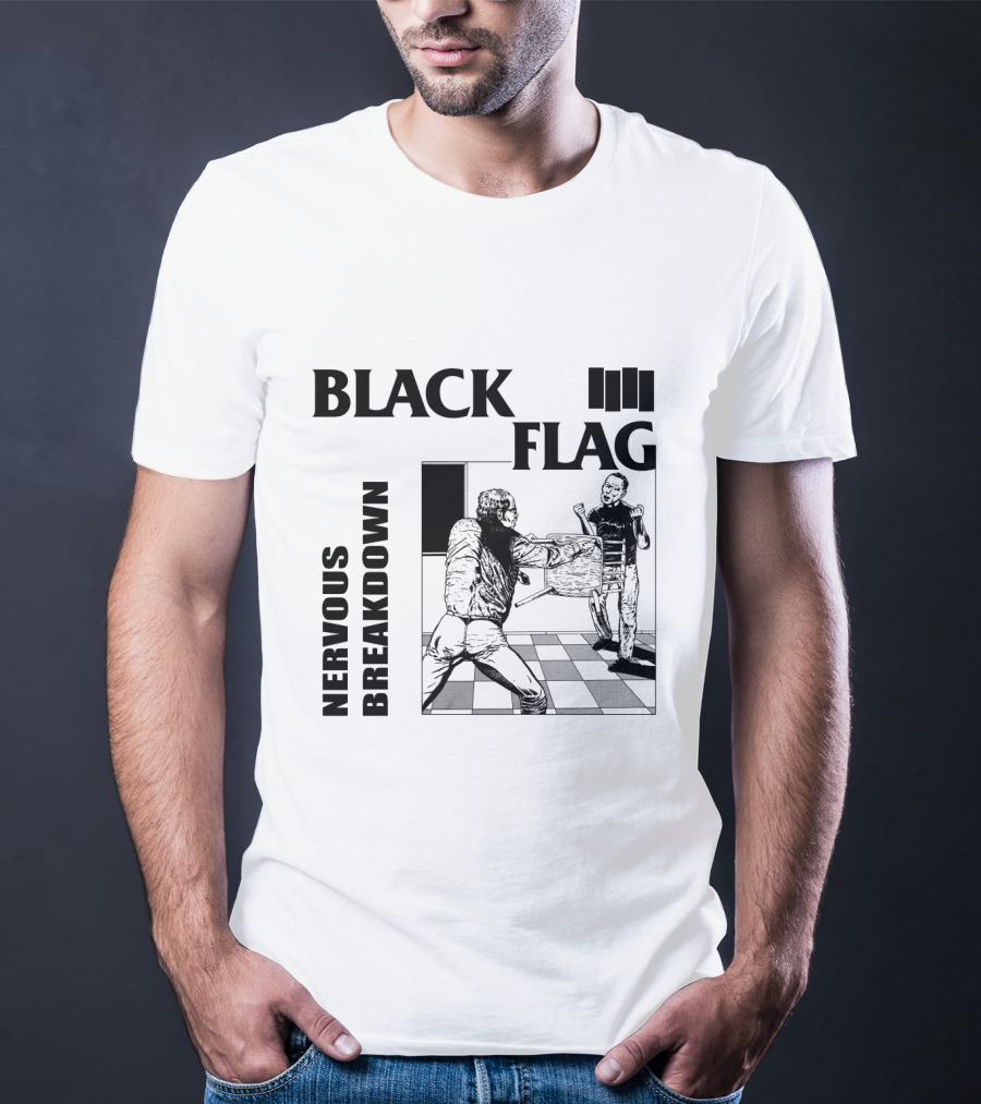 Black Flag Nervous Breakdown Chessboard Confrontation T-Shirt