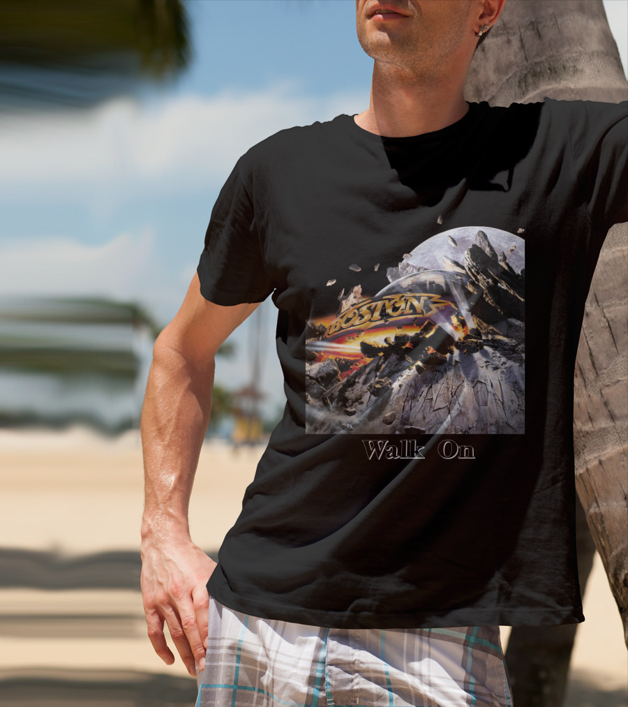 Boston Walk On Rock Explosion Moon Scene T-Shirt