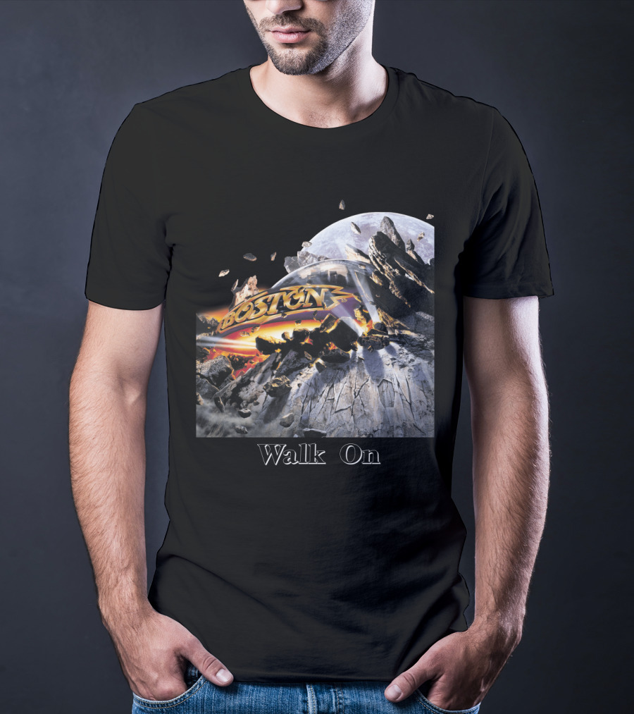 Boston Walk On Rock Explosion Moon Scene T-Shirt