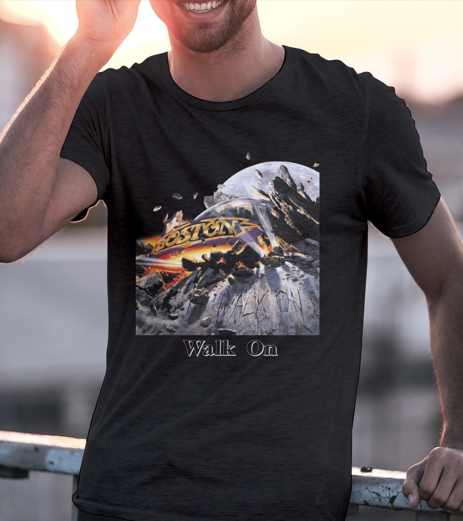 Boston Walk On Rock Explosion Moon Scene T-Shirt