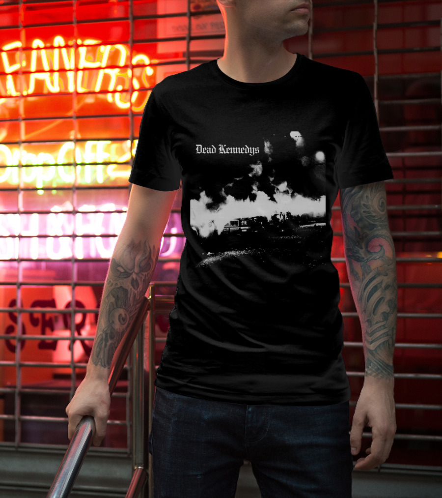 Dead Kennedys Riots And Flames Black And White Scene T-Shirt